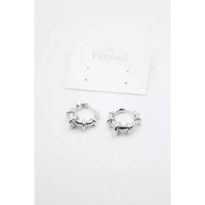 HERŞEYTREND Taşlı Halka Küpe - Gümüş