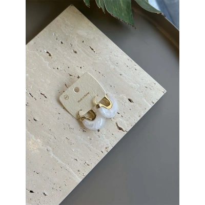 HERŞEYTREND Taşlı Küpe - Beyaz