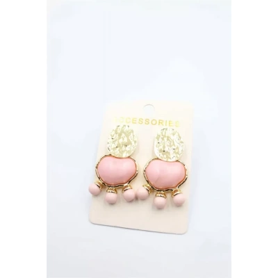 HERŞEYTREND Taşlı Küpe - Pembe