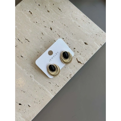 HERŞEYTREND Taşlı Küpe - Siyah