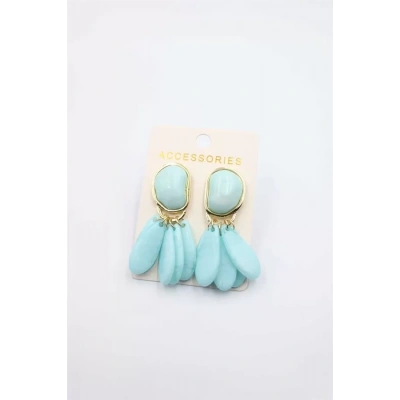 HERŞEYTREND Taşlı Küpe - Turkuaz