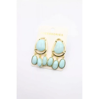 HERŞEYTREND Taşlı Küpe - Turkuaz