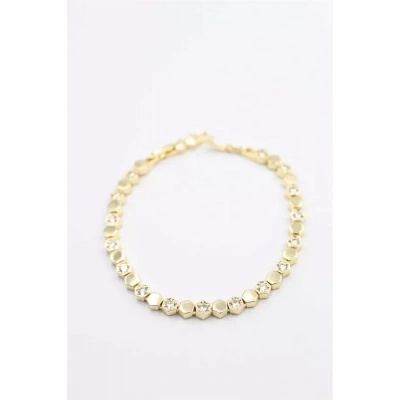 HERŞEYTREND Taşlı Petek Bileklik - Altın