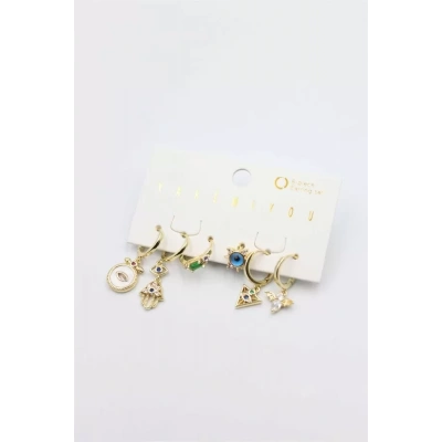 HERŞEYTREND Taşlı Set Küpe - Altın