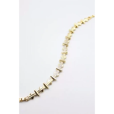 HERŞEYTREND Taşlı Üçgen Bileklik - Altın