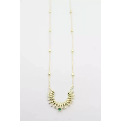 HERŞEYTREND Taşlı Vip Kolye - Altın