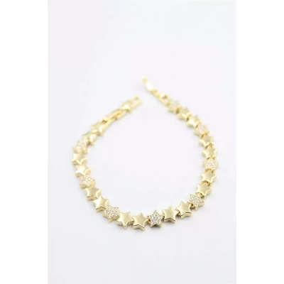 HERŞEYTREND Taşlı Yıldız Bileklik - Altın