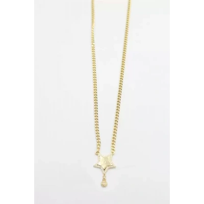 HERŞEYTREND Taşlı Yıldız Vip Kolye - Altın