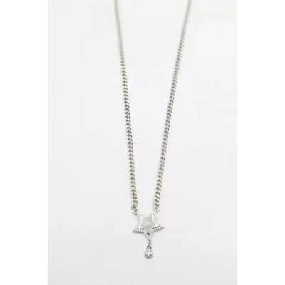 HERŞEYTREND Taşlı Yıldız Vip Kolye - Gümüş