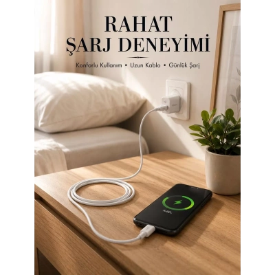 HERŞEYTREND USB-A to Type-C Şarj Kablosu 2 Metre Uzun Kablo