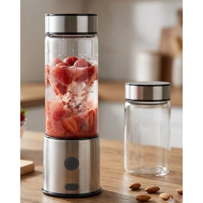 HERŞEYTREND USB Type C Şarjlı Cam Blender 6 Bıçaklı Smoothie ve Shake Blender