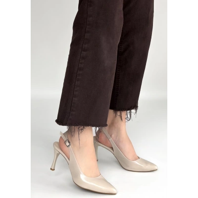 HERŞEYTREND Uster Bej Rugan Topuklu Ayakkabı