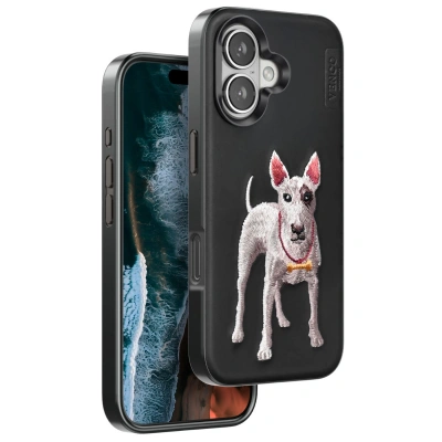 HERŞEYTREND Venco İphone 16 Perma Desenli Kapak - Siyah