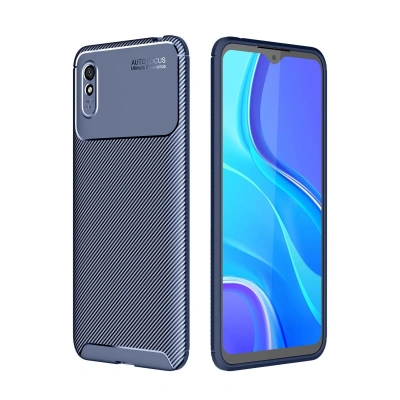 HERŞEYTREND Xiaomi Redmi 9a Kılıf Auto Focus Karbon Kapak - Lacivert