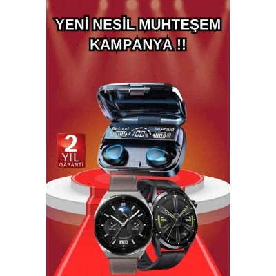 İkili Set Akıllı Saat Ve Bluetooth Kulaklık Kablosuz Uzun Pil Ömrü Spor Modları