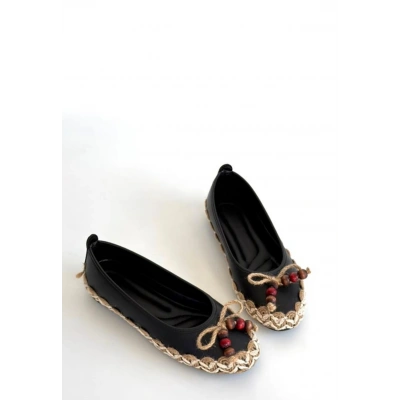 HERŞEYTREND Ilwe Siyah Cilt Babet Ayakkabı