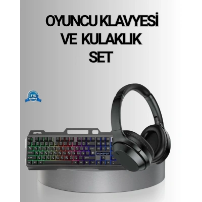 Işıklı Oyuncu Klavye Mouse ve Bluetooth Kulaklık Seti Türkçe Q USB