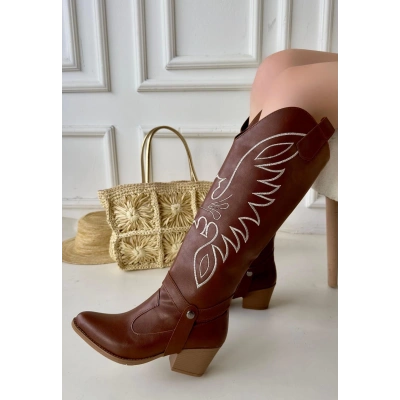 Jilla Taba Cilt Tak Çıkar Topuklu Bot Ve Çizme