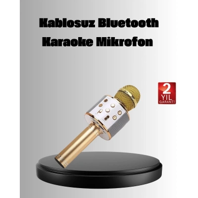 Kablosuz Karaoke Mikrofon USB AUX Destekli Parti ve Eğlence İçin