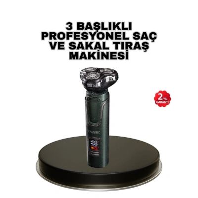 Kablosuz Profesyonel Erkek Bakım Seti – 3 Başlıklı, 3D Akıllı Kesim, Taşınabilir