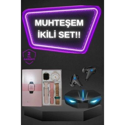 Kadınlar İçin Dokunmatik Ekran Akıllı Saat ve Gamer Kablosuz Bluetooth Kulaklık ANC Özelliği