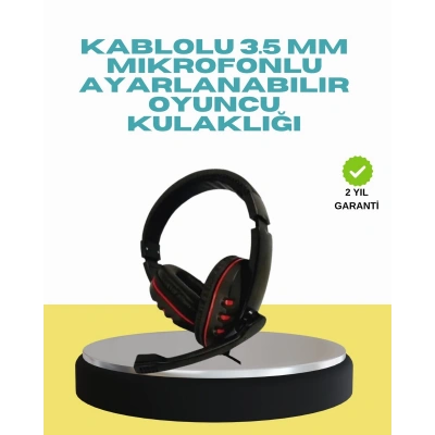 Kırmızı Işıklı Oyun Kulaklığı Kablolu Mikrofonlu Profesyonel