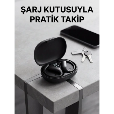Kulak Kancalı Kablosuz Bluetooth Kulaklık Dijital Göstergeli Şarj Kutulu