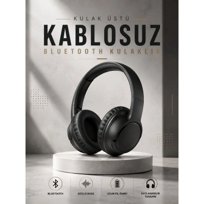 Kulak Üstü Kablosuz Bluetooth Kulaklık Yüksek Ses Kaliteli ANC Özelliği