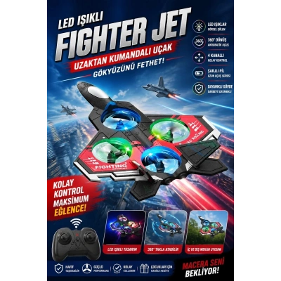 Led Işıklı Oyuncak Drone Fighter Jet Tasarımlı Uzaktan Kumandalı Uçak