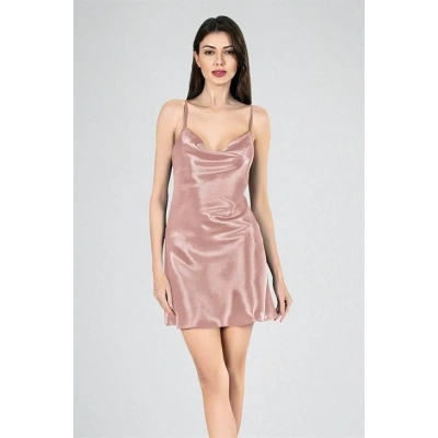 Litae Kısa Gecelik Degaje Yaka Vizon 7740