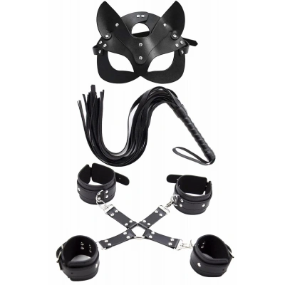 Litae Maske Kırbaç Bileklik 5 Li Harness Deri Set