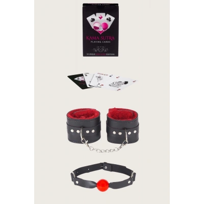 Litae Sexy Görselli Oyun Kartı Kama Sutra Ağız Topu Kelepçe Set