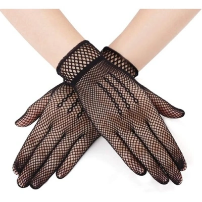 Litae Trend Siyah Renk Likralı File Eldiven Parmaklı Örgü Eldiven Yetişkin Boy