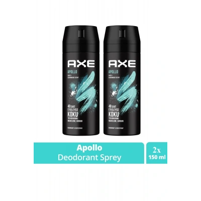 HERŞEYTREND 2 Adet Axe Erkek Sprey Deodorant Apollo 48 Saat Etkileyici Koku Vücut Spreyi 150 ml