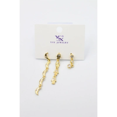 HERŞEYTREND 3lü Ay Küpe - Altın