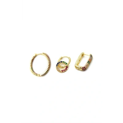 HERŞEYTREND 3lü Halka Küpe - Altın