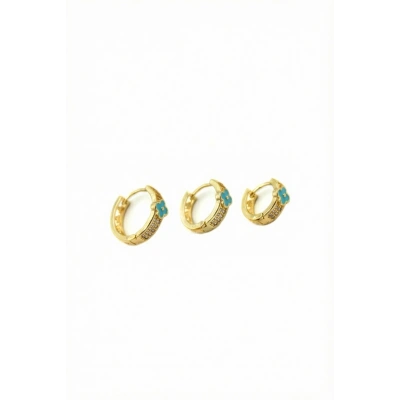HERŞEYTREND 3lü Halka Küpe - Turkuaz