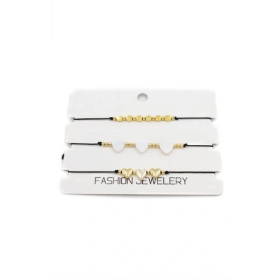 HERŞEYTREND 3Lü Kalp İp Bileklik - Altın