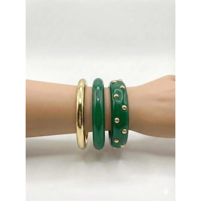 HERŞEYTREND 3Lü Set Bilezik - Yeşil