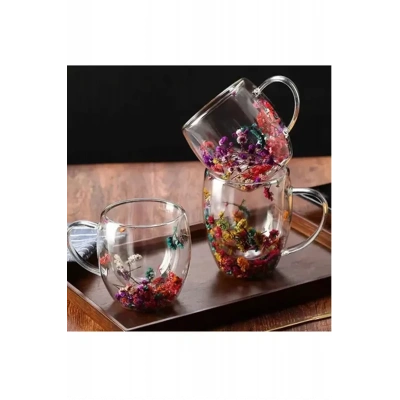 LitaeTrend 350 Ml Büyük Cidarlı Çiçekli Bardak 1 Adet Royaleks-1384