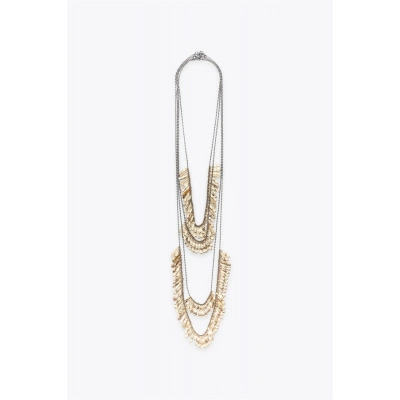 HERŞEYTREND 4LÜ METAL PLAKA KOLYE - Altın