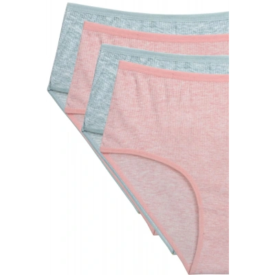 HERŞEYTREND 4lü Yeni Seri Renkli Yüksek Bel Fitilli Ribana Bato Külot Şeftali Yeşil