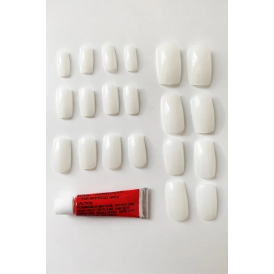 HERŞEYTREND 60 Adet Naturel Badem Takma Tırnak ve 3 Adet Yapıştırıcı