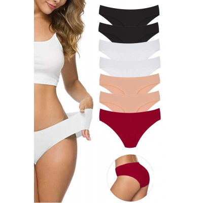 HERŞEYTREND 7 Adet Kadın Dikişsiz Lazer Kesim Esnek İz yapmayan Külot S11