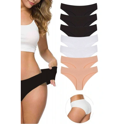 HERŞEYTREND 7 Adet Kadın Dikişsiz Lazer Kesim Esnek İz yapmayan Külot S4