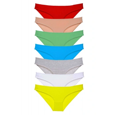 HERŞEYTREND 7 adet Süper Eko Set Likralı Kadın Slip Külot Çok Renkli