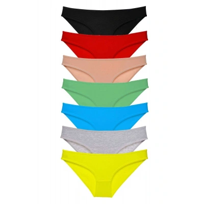 HERŞEYTREND 7 adet Süper Eko Set Likralı Kadın Slip Külot Çok Renkli