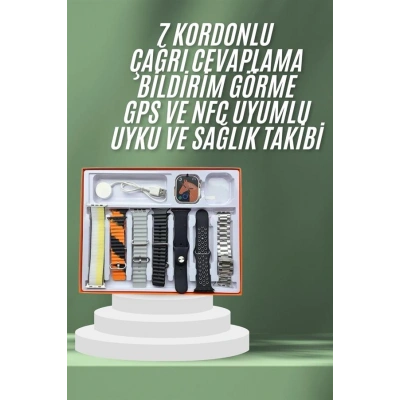 HERŞEYTREND 7 Kordonlu Akıllı Saat Plastik Kordon Hasır Kordon Çelik Kordon