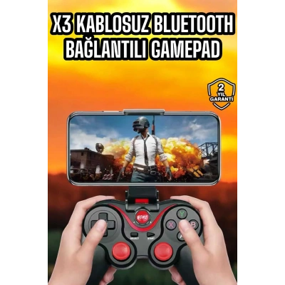 HERŞEYTREND Android Uyumlu Gamepad X3 Game Stick Oyun Kolu Bluetooth Bağlantılı
