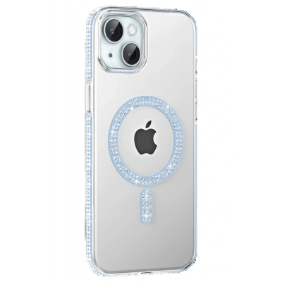 LitaeTrend Apple iPhone 14 Move Taşlı Magsafe Kapak - Mavi